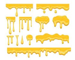 Yellow dripping paint textures and elements vector