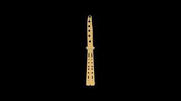 Butterfly Knife Rotating on a Transparent Background. Seamless Loop. 4K video