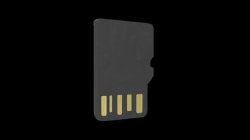 Memory Card Rotating on a Transparent Background. Seamless Loop. Micro SD Card. 4K video