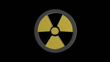 3D Radioactive Sign Rotating on a Transparent Background. Seamless Loop. 4K video