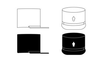 side view and front view Kepi icon set isolated on white background vector