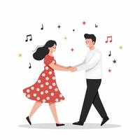 Joyful Couple Dancing in a Festive Setting vector