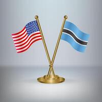 USA and Botswana table flag relation, with gradient background vector