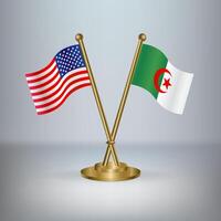USA and Algeria table flag relation, with gradient background vector