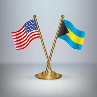 USA and Bahamas table flag relation, with gradient background vector