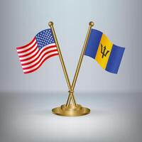 USA and Barbados table flag relation, with gradient background vector