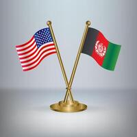 USA and Afghanistan table flag relation, with gradient background vector