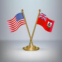 USA and Bermuda table flag relation, with gradient background vector