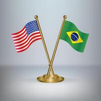 USA and Brazil table flag relation, with gradient background vector