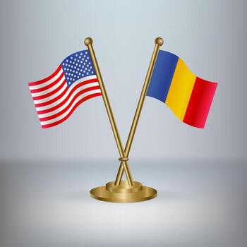 USA and Chad table flag relation, with gradient background vector