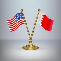 USA and Bahrain table flag relation, with gradient background vector