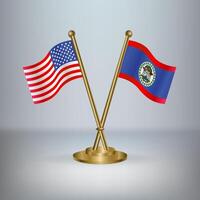 USA and Belize table flag relation, with gradient background vector