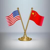 USA and China table flag relation, with gradient background vector
