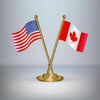 USA and Canada table flag relation, with gradient background vector