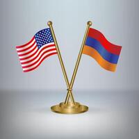 USA and Armenia table flag relation, with gradient background vector