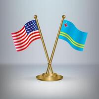 USA and Aruba table flag relation, with gradient background vector