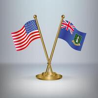 USA and British Virgin Islands table flag relation, with gradient background vector