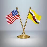 USA and Brunei table flag relation, with gradient background vector