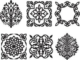Luxury ornamental Collection of Intricate Black and White Decorative Elements vector