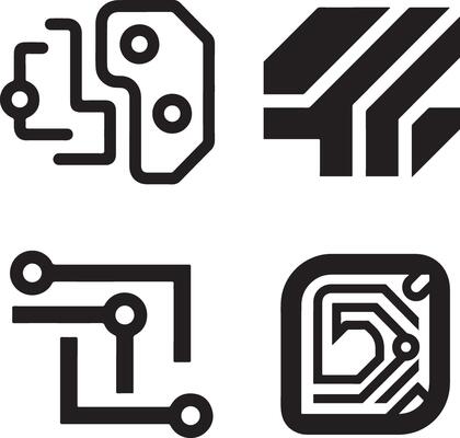 Abstract Geometric Shapes Icons for Technology or Design