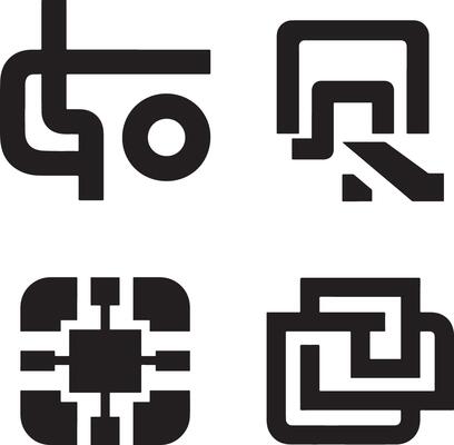 Abstract Geometric Shapes in a Grid Pattern