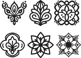 The ornamental Patterns of Intricate Black Line Art Decorative Set vector