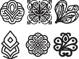 The ornamental Pattern of Intricate Black Line Art Decorative Set vector
