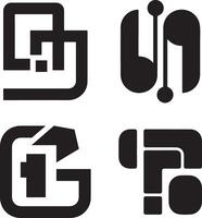 Abstract Black and White Technology Icon vector