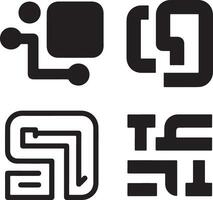 Abstract Geometric Shapes Logo and Icon for Technology or Design vector