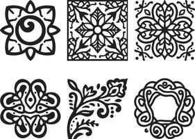 Luxury ornamental Set of Intricate Black Line Art Decorative Element vector