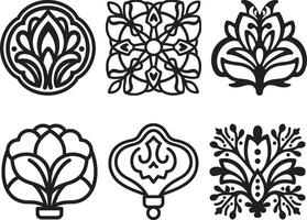 Luxury ornamental Set of Intricate Black Line Art Decorative Elements vector