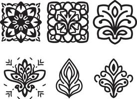 Intricate Black Line Art Designs for Decorative Purposes vector