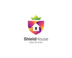 Colorful ShieldHouse logo design vector