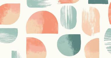 Seamless Abstract Pattern with Hand-Painted Geometric Shapes and Pastel Colors vector