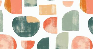 Modern Boho Pattern with Soft-Colored Geometric Shapes and Artistic Brush Strokes vector