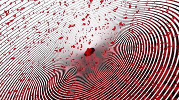 surreale visivo Esperienza con vorticoso modelli e vivace rosso elementi nel un astratto ambientazione video
