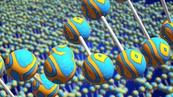 Colorful molecular structure showcases intricate connections in biological processes video