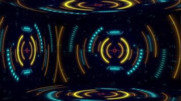 Dynamic visual effects create a vibrant atmosphere in a futuristic setting featuring bright colors and rhythmic patterns video