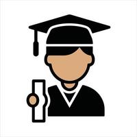 Graduation Icon of Student with Cap and Diploma, Flat Design Achievement Symbol vector