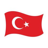 Turkey Flag Icon. Crescent and Star Symbol in Red Rectangle Design vector