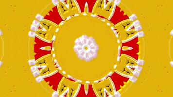 Vibrant kaleidoscopic patterns featuring colorful fruit and flowers in a creative design space video