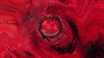 Discover mesmerizing abstract shapes and colors in a vibrant red digital art experience video