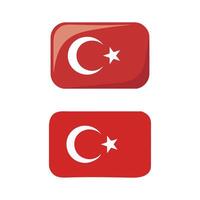 Turkey Flag Icon Set. Crescent and Star Symbol in Red Rectangle Design vector