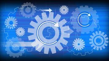 Modern technology integrates gears and mechanisms in a dynamic blue background to illustrate automation and engineering principles video
