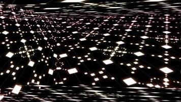 Light patterns create mesmerizing effects in an immersive digital space during an interactive art installation in the city video