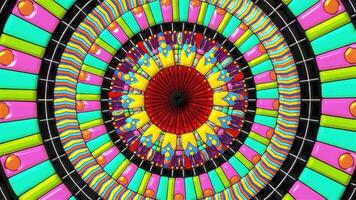 Colorful kaleidoscopic patterns shift and change in mesmerizing display of vibrant visual art video