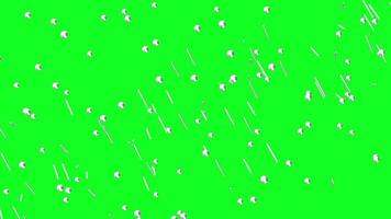 Colorful rain of balls on a green background in an abstract sequence video