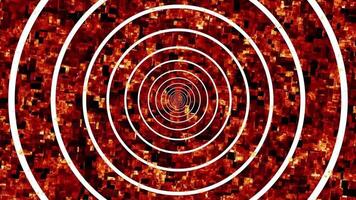 Bright orange and red circular patterns create a mesmerizing visual effect in an abstract design video