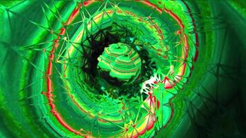 Colorful abstract vortex swirling in vibrant green and red hues, showcasing intricate patterns and textures video