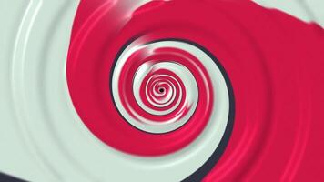 Swirling red and white pattern creates mesmerizing visual effect in dynamic artwork display video